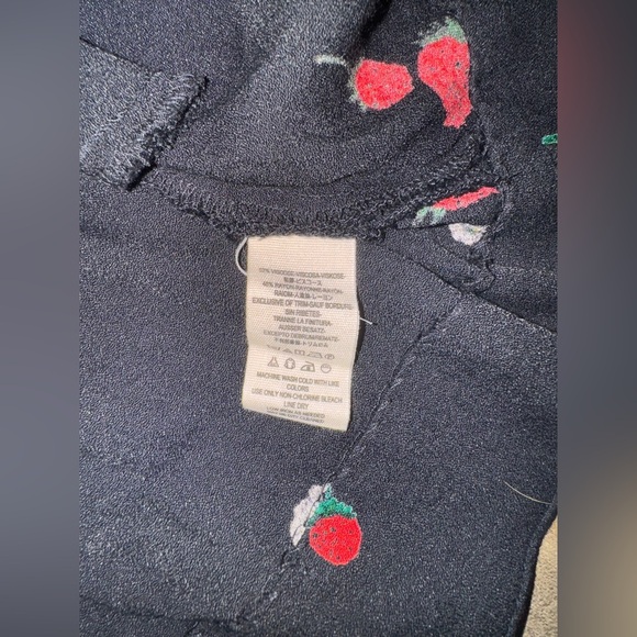 Free People Dream Girl Black Strawberry Floral Print Mini Dress Size 2 - Picture 14 of 15